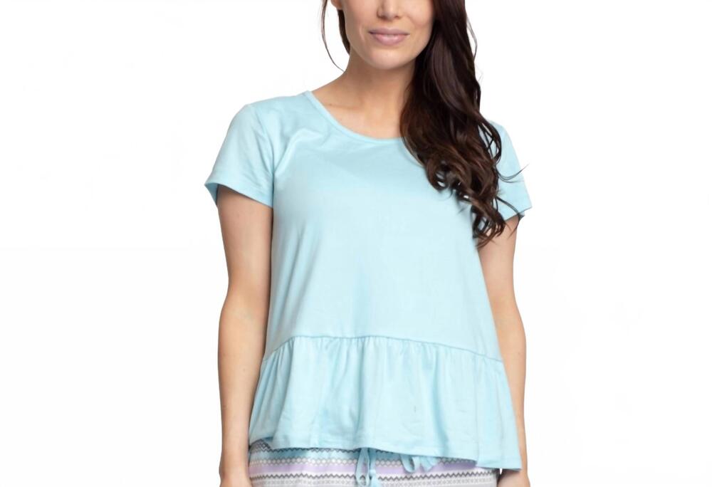 NEW MUK LUKS women's solid short sleeve top in blue
